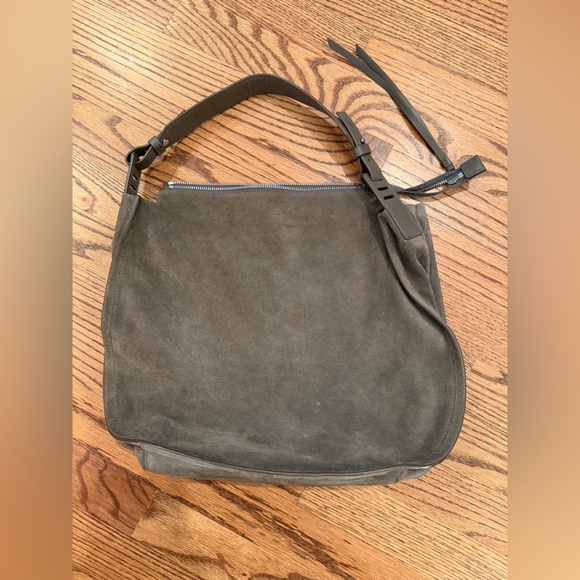 All Saints suede Kanda Hobo in mink Olive gray - Picture 2 of 6